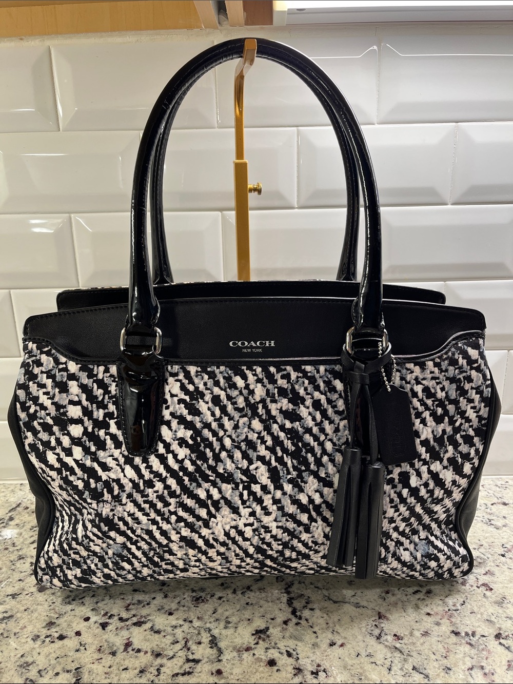 Coach Legacy Donegal Houndstooth Haley Satchel EUC